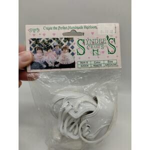 Syndees Crafts White Dress Shoes Socks Medium Doll 90s New 62004 Vintage - 2.5"